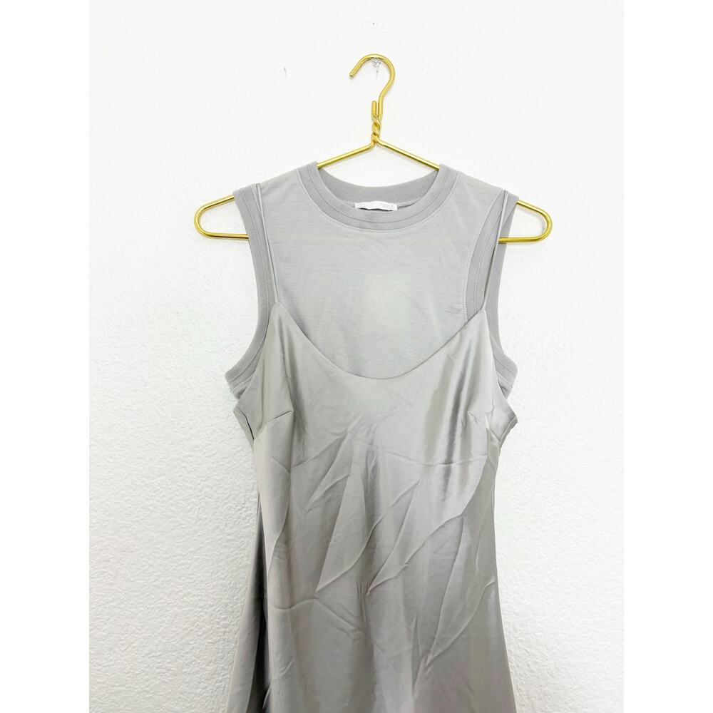 NWT Zara Silver Satin Layered Slip Maxi Dress Size Medium Quiet Luxury 3039/002 - Picture 4 of 15